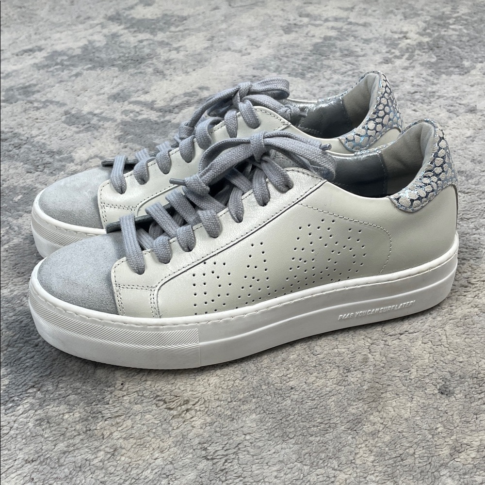 New P448 White Thea Sneakers Leather Platform Streetwear Skater Sz 35